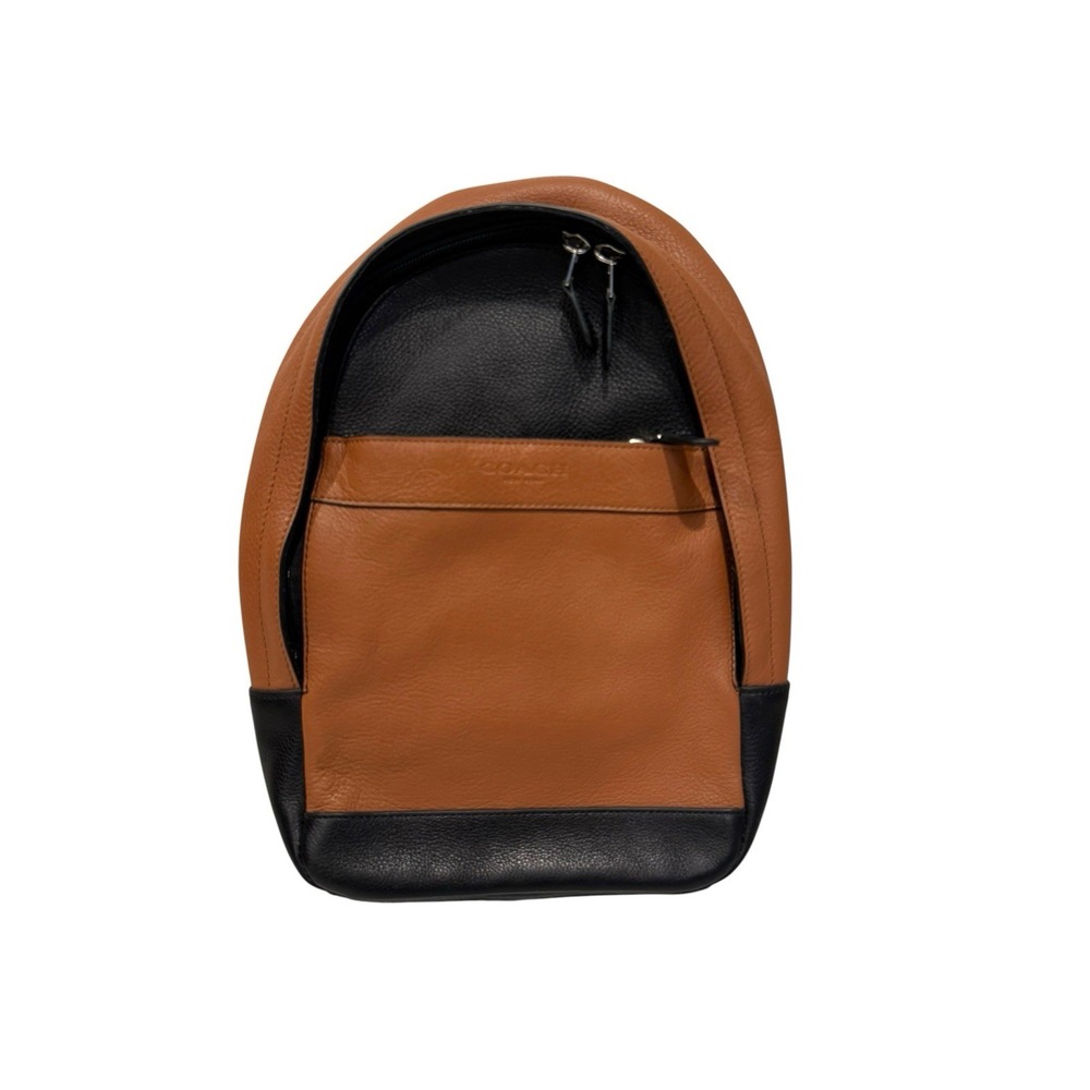COACH Black Brown Color Block Leather Backpack Body Bag F71751